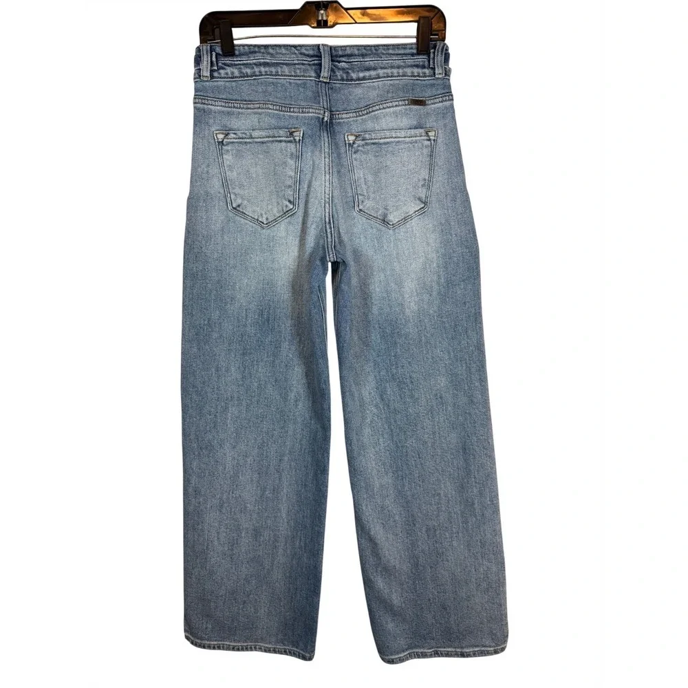 KanCan Women Light Wash Wide Leg Pleated High Rise Jeans KC9368M Size 7/27 Blue